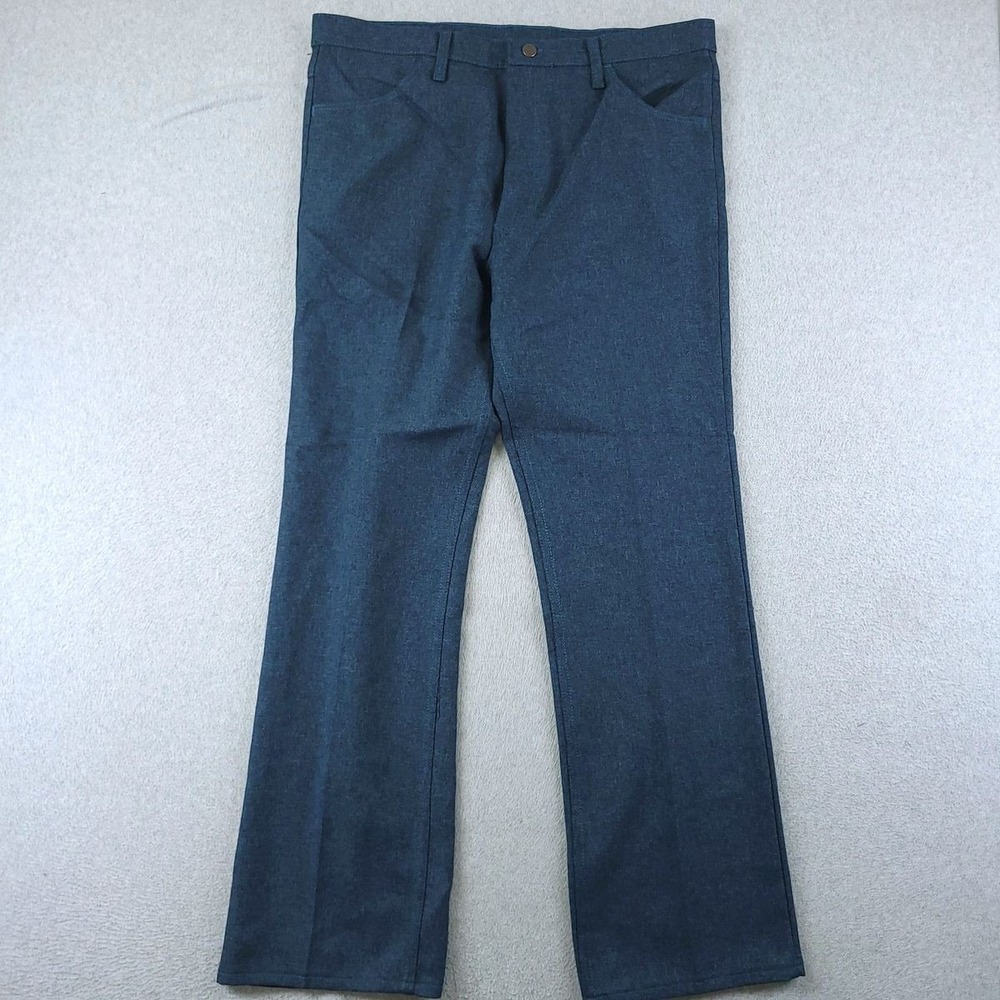 Wrangler Wrancher Dress Jeans Mens 38x32 Heather Blue Slim Fit Bootcut Pants